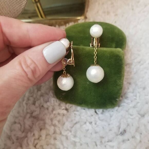 Vintage Costume Pearl Necklace Earring Set - Picture 8 of 8